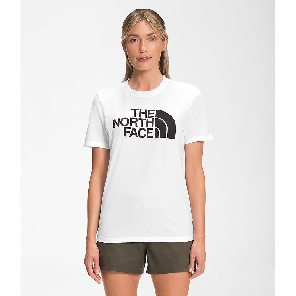 The North Face T-Shirts Womens Australia - The North Face Short Sleeve Half Dome Cotton White / Blac